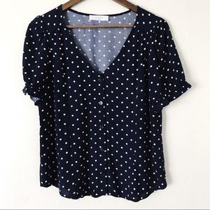 Elodie Ruffle Trim Sleeve Polka Dot Blouse ✨